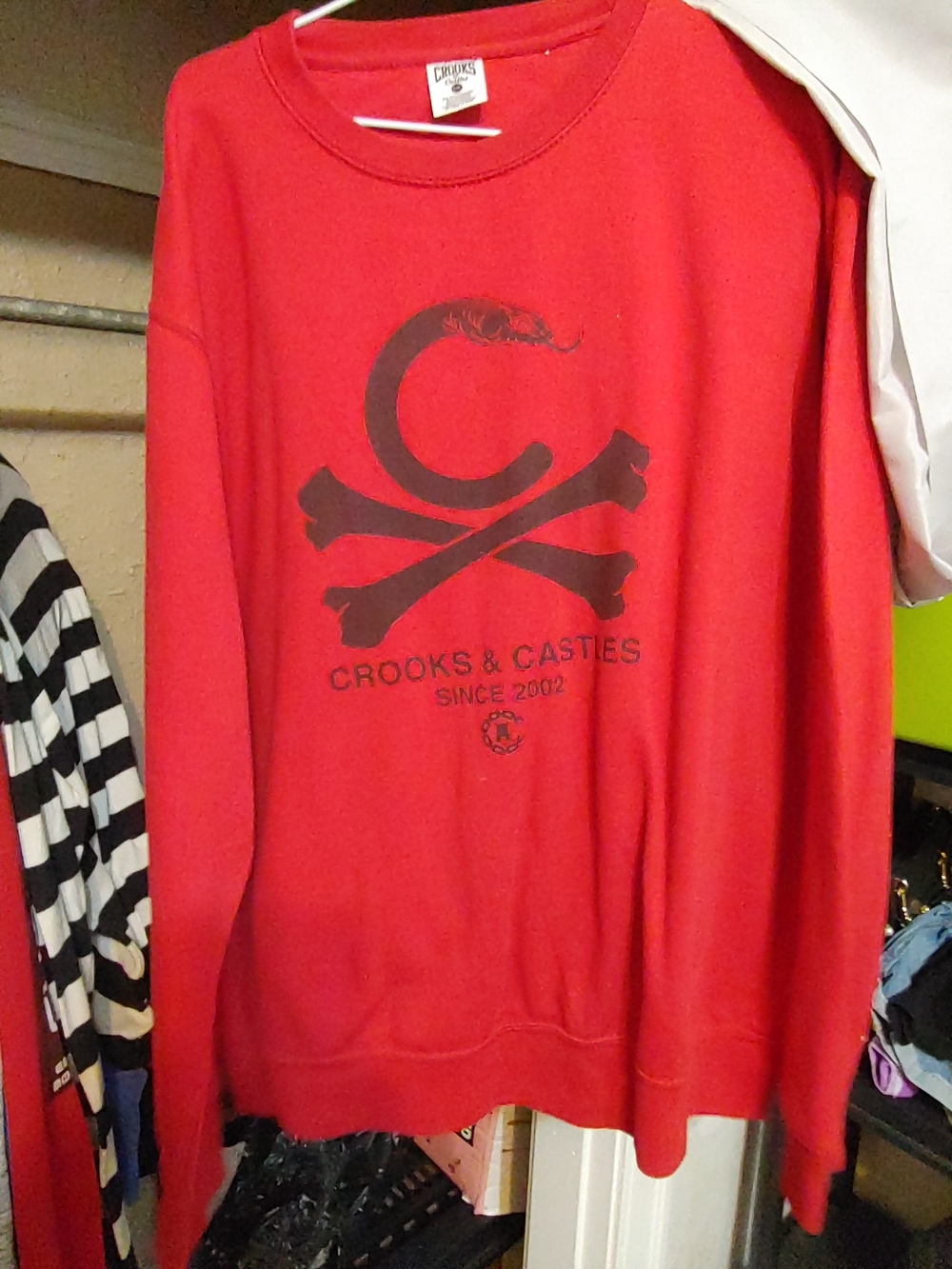 Crooks & Castles Red Crewneck with Black Logo